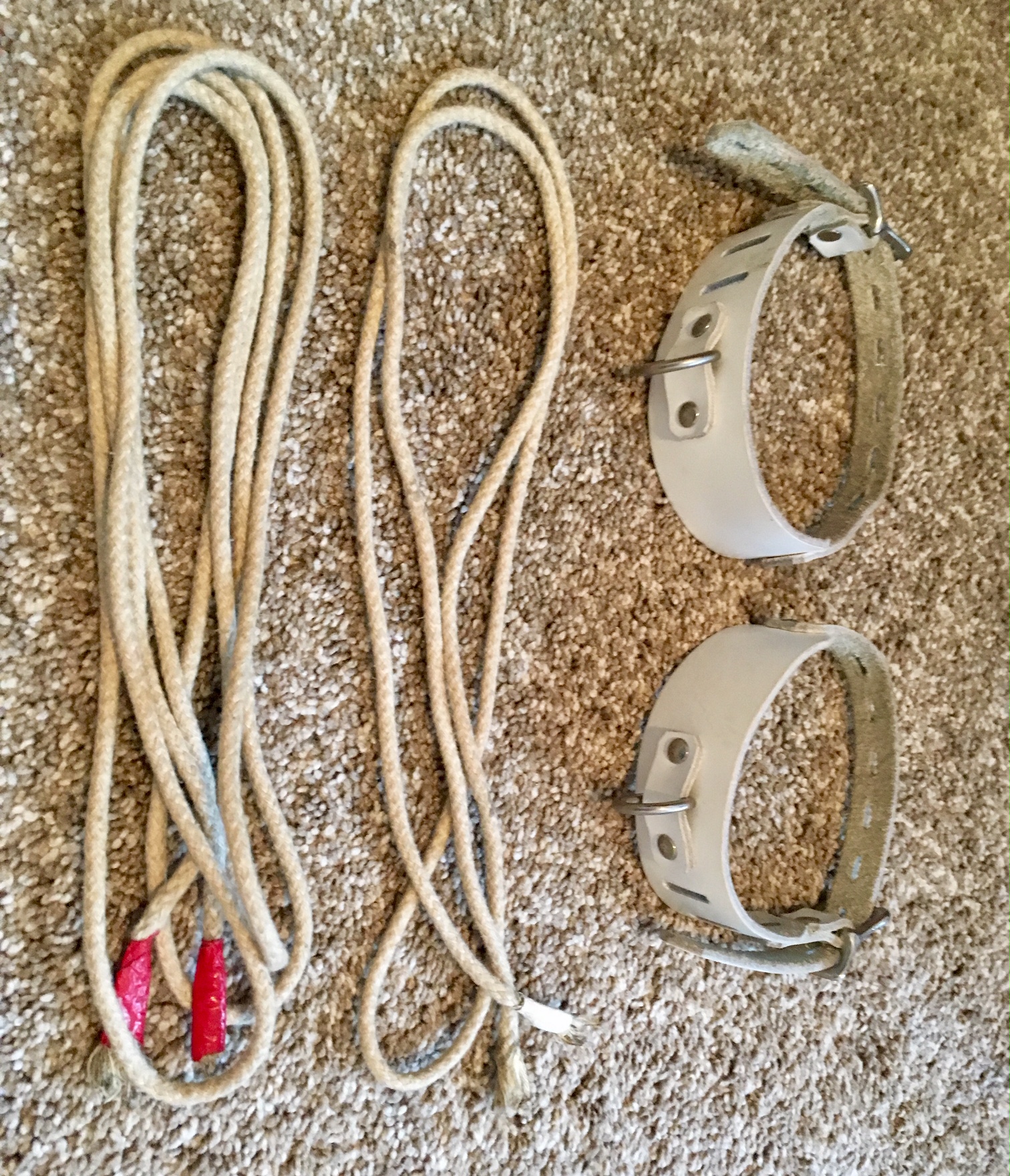 White Leather Cuffs with ropes Image